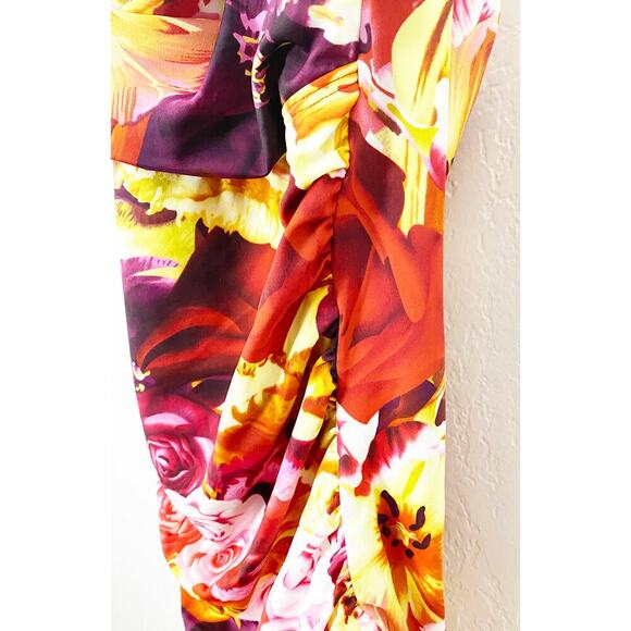 Newport News Swim Women's One Piece Shirred Orange Red Pink Rose Print Wired NWT - Picture 5 of 10